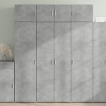 vidaXL Dulap înalt, gri beton, 80x42,5x185 cm, lemn prelucrat