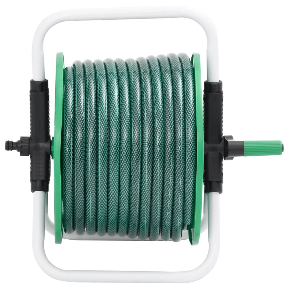 vidaXL Tambur pentru furtun autonom, verde, cu furtun PVC de 30 m