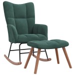 vidaXL Scaun balansoar cu taburet, verde închis, catifea vidaXL Scaun balansoar cu taburet, verde închis, catifea