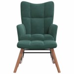 vidaXL Scaun balansoar cu taburet, verde închis, catifea vidaXL Scaun balansoar cu taburet, verde închis, catifea