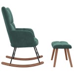 vidaXL Scaun balansoar cu taburet, verde închis, catifea vidaXL Scaun balansoar cu taburet, verde închis, catifea