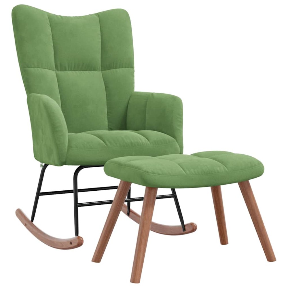 vidaXL Scaun balansoar cu taburet, verde deschis, catifea