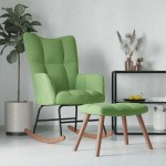 vidaXL Scaun balansoar cu taburet, verde deschis, catifea vidaXL Scaun balansoar cu taburet, verde deschis, catifea