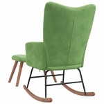 vidaXL Scaun balansoar cu taburet, verde deschis, catifea vidaXL Scaun balansoar cu taburet, verde deschis, catifea