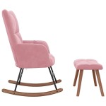 vidaXL Scaun balansoar cu taburet, roz, catifea vidaXL Scaun balansoar cu taburet, roz, catifea