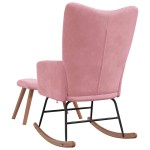 vidaXL Scaun balansoar cu taburet, roz, catifea vidaXL Scaun balansoar cu taburet, roz, catifea