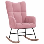 vidaXL Scaun balansoar cu taburet, roz, catifea vidaXL Scaun balansoar cu taburet, roz, catifea