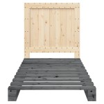 vidaXL Cadru de pat cu tăblie, gri, 90x200 cm, lemn masiv de pin vidaXL Cadru de pat cu tăblie, gri, 90x200 cm, lemn masiv de pin