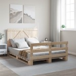 vidaXL Cadru de pat cu tăblie, 140x200 cm, lemn masiv de pin vidaXL Cadru de pat cu tăblie, 140x200 cm, lemn masiv de pin