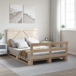 vidaXL Cadru de pat cu tăblie, 160x200 cm, lemn masiv de pin vidaXL Cadru de pat cu tăblie, 160x200 cm, lemn masiv de pin