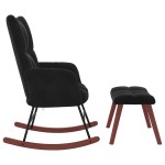 vidaXL Scaun balansoar cu taburet, negru, catifea vidaXL Scaun balansoar cu taburet, negru, catifea