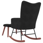 vidaXL Scaun balansoar cu taburet, negru, catifea vidaXL Scaun balansoar cu taburet, negru, catifea