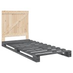 vidaXL Cadru de pat cu tăblie, gri, 90x200 cm, lemn masiv de pin vidaXL Cadru de pat cu tăblie, gri, 90x200 cm, lemn masiv de pin