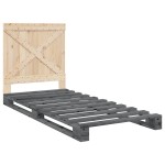 vidaXL Cadru de pat cu tăblie, gri, 90x200 cm, lemn masiv de pin vidaXL Cadru de pat cu tăblie, gri, 90x200 cm, lemn masiv de pin