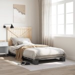 vidaXL Cadru de pat cu tăblie, gri, 100x200 cm, lemn masiv de pin vidaXL Cadru de pat cu tăblie, gri, 100x200 cm, lemn masiv de pin