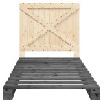 vidaXL Cadru de pat cu tăblie, gri, 100x200 cm, lemn masiv de pin vidaXL Cadru de pat cu tăblie, gri, 100x200 cm, lemn masiv de pin