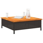 vidaXL Masă de grădină, negru, 70x70x25 cm, poliratan și lemn acacia vidaXL Masă de grădină, negru, 70x70x25 cm, poliratan și lemn acacia