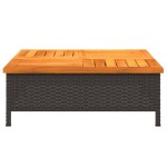 vidaXL Masă de grădină, negru, 70x70x25 cm, poliratan și lemn acacia vidaXL Masă de grădină, negru, 70x70x25 cm, poliratan și lemn acacia