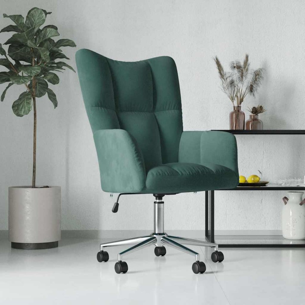 vidaXL Scaun de relaxare, verde închis, catifea
