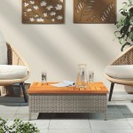 vidaXL Masă de grădină, gri, 70x70x25 cm, poliratan și lemn acacia vidaXL Masă de grădină, gri, 70x70x25 cm, poliratan și lemn acacia