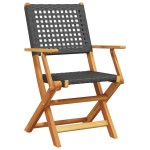 vidaXL Set mobilier grădină, 5 piese, negru, poliratan și lemn masiv vidaXL Set mobilier grădină, 5 piese, negru, poliratan și lemn masiv