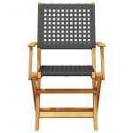 vidaXL Set mobilier grădină, 5 piese, negru, poliratan și lemn masiv vidaXL Set mobilier grădină, 5 piese, negru, poliratan și lemn masiv