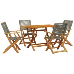vidaXL Set mobilier grădină, 5 piese, gri, poliratan și lemn masiv vidaXL Set mobilier grădină, 5 piese, gri, poliratan și lemn masiv