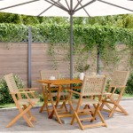 vidaXL Set mobilier de grădină, 5 piese, bej, poliratan și lemn masiv vidaXL Set mobilier de grădină, 5 piese, bej, poliratan și lemn masiv