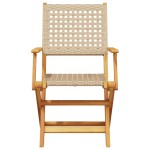 vidaXL Set mobilier de grădină, 5 piese, bej, poliratan și lemn masiv vidaXL Set mobilier de grădină, 5 piese, bej, poliratan și lemn masiv