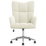 vidaXL Scaun de relaxare, alb crem, catifea