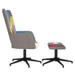 vidaXL Scaun de relaxare cu taburet, textil, petice