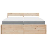 vidaXL Pat cu sertare și saltea, 200x200 cm, lemn masiv pin