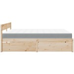 vidaXL Pat cu sertare și saltea, 200x200 cm, lemn masiv pin