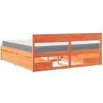 vidaXL Pat cu sertare saltea, maro ceruit, 180x200 cm, lemn masiv pin