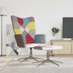 vidaXL Scaun de relaxare cu taburet, textil, petice