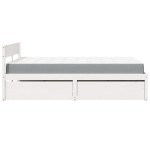 vidaXL Pat cu sertare saltea, alb, 120x200 cm, lemn masiv pin