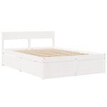 vidaXL Pat cu sertare saltea, alb, 120x200 cm, lemn masiv pin