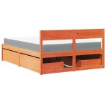 vidaXL Pat cu sertare saltea, maro ceruit, 120x200 cm, lemn masiv pin