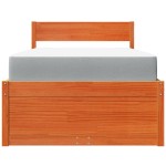 vidaXL Pat cu sertare saltea, maro ceruit, 100x200 cm, lemn masiv pin