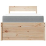 vidaXL Pat cu sertare și saltea, 90x200 cm, lemn masiv pin