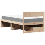 vidaXL Pat cu sertare și saltea, 90x200 cm, lemn masiv pin