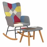 vidaXL Scaun balansoar cu taburet, mozaic, material textil vidaXL Scaun balansoar cu taburet, mozaic, material textil