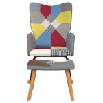 vidaXL Scaun balansoar cu taburet, mozaic, material textil vidaXL Scaun balansoar cu taburet, mozaic, material textil