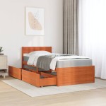 vidaXL Pat cu sertare saltea, maro ceruit, 90x190 cm, lemn masiv pin