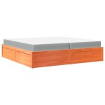 vidaXL Pat cu saltea, maro ceruit, 200x200 cm, lemn masiv pin vidaXL Pat cu saltea, maro ceruit, 200x200 cm, lemn masiv pin