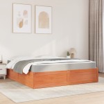 vidaXL Pat cu saltea, maro ceruit, 180x200 cm, lemn masiv pin vidaXL Pat cu saltea, maro ceruit, 180x200 cm, lemn masiv pin