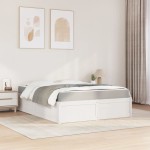 vidaXL Pat cu saltea, alb, 160x200 cm, lemn masiv pin