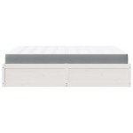 vidaXL Pat cu saltea, alb, 160x200 cm, lemn masiv pin