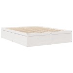 vidaXL Pat cu saltea, alb, 160x200 cm, lemn masiv pin