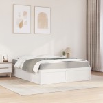 vidaXL Pat cu saltea, alb, 140x200 cm, lemn masiv pin